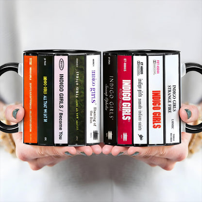 Indigo Girls Albums Cassette Collection Retro Accent Edge-to-Edge Printed Mug