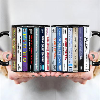 Miami Sound Machine Albums Cassette Collection Retro Accent Edge-to-Edge Printed Mug