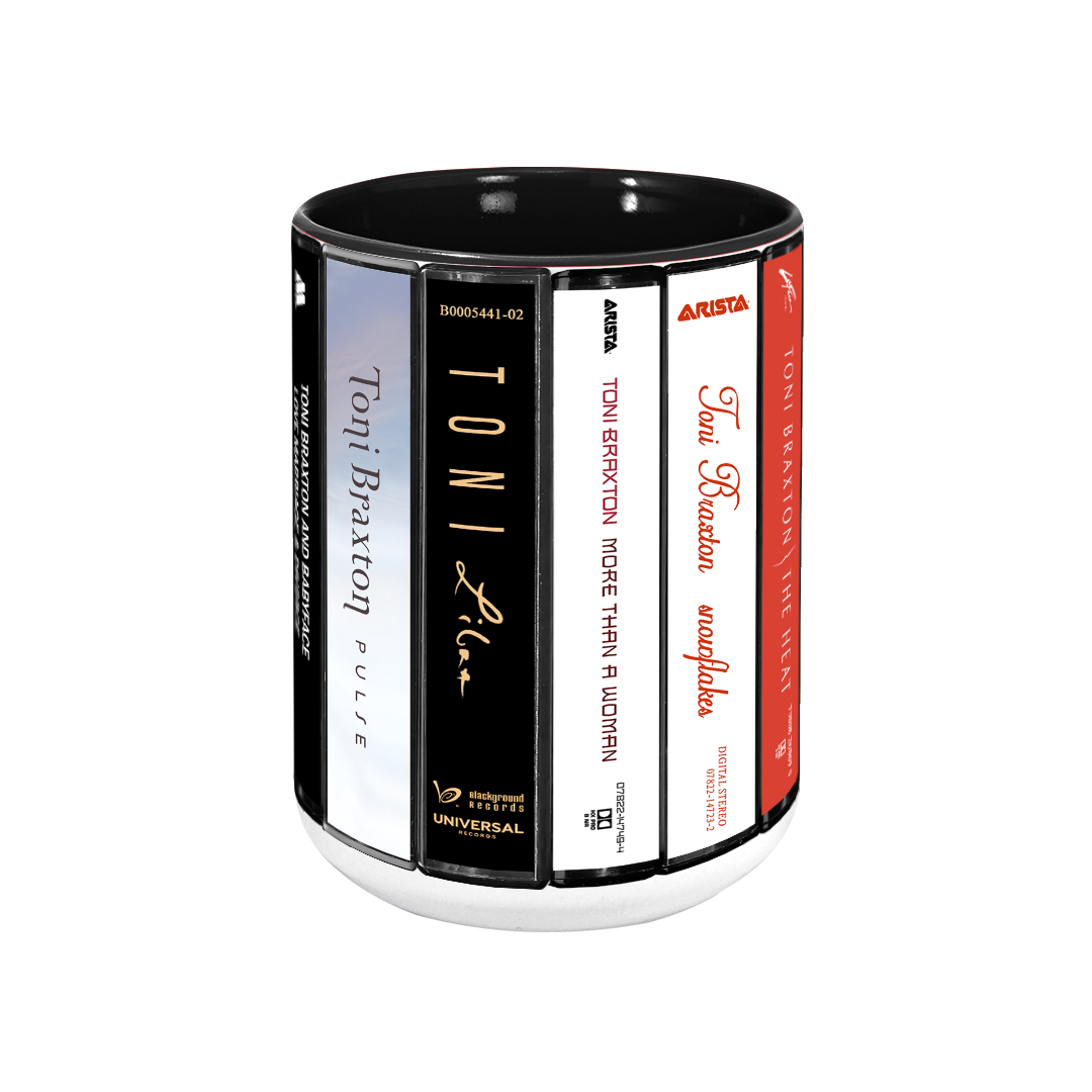 Toni Braxton Albums Cassette Collection Retro Accent Edge-to-Edge Printed Mug