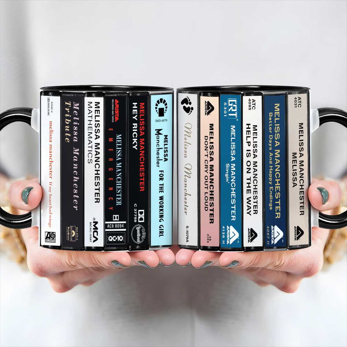 Melissa Manchester Albums Cassette Collection Retro Accent Edge-to-Edge Printed Mug