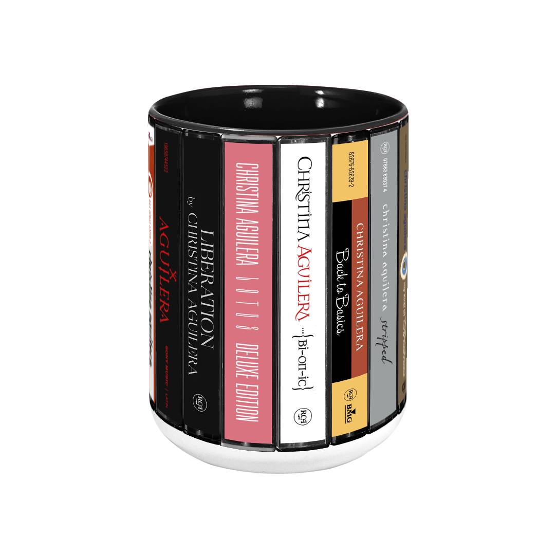 Christina Aguilera Albums Cassette Collection Retro Accent Edge-to-Edge Printed Mug