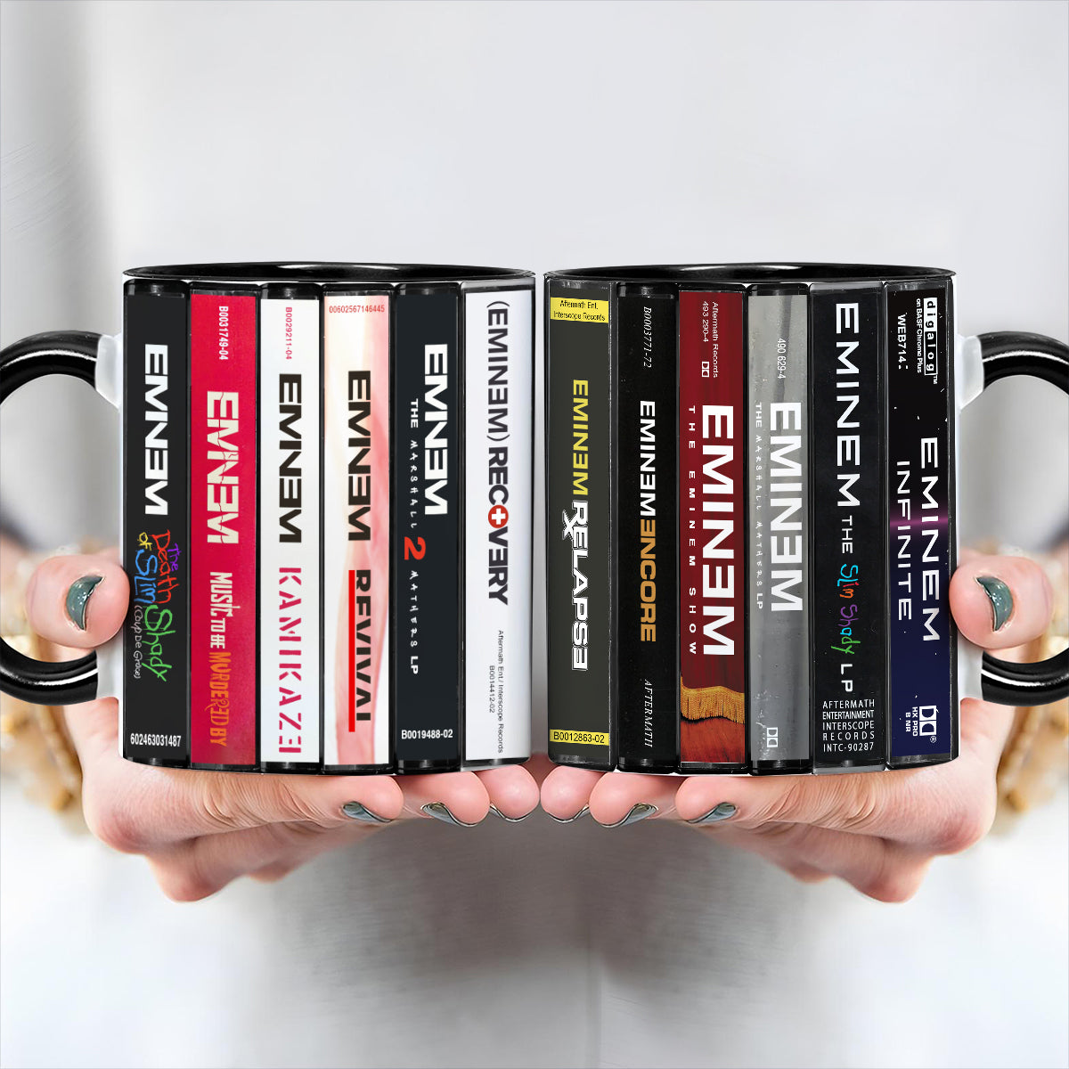 Eminem Albums Cassette Collection Retro Accent Edge-to-Edge Printed Mug