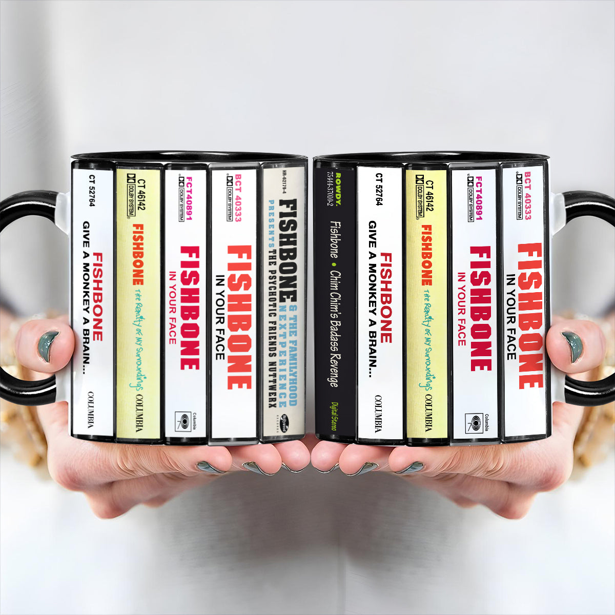 Fishbone Albums Cassette Collection Retro Accent Edge-to-Edge Printed Mug