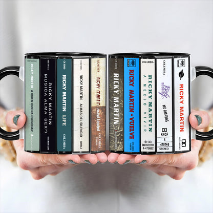 Ricky Martin Albums Cassette Collection Retro Accent Edge-to-Edge Printed Mug