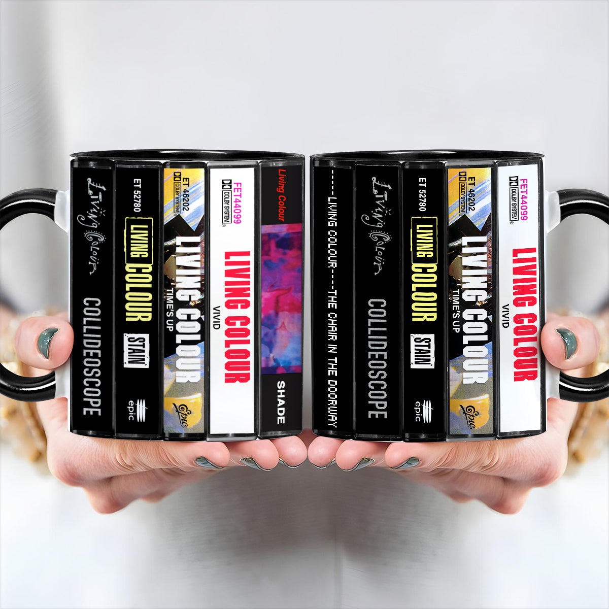 Living Colour Albums Cassette Collection Retro Accent Edge-to-Edge Printed Mug