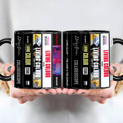 Living Colour Albums Cassette Collection Retro Accent Edge-to-Edge Printed Mug