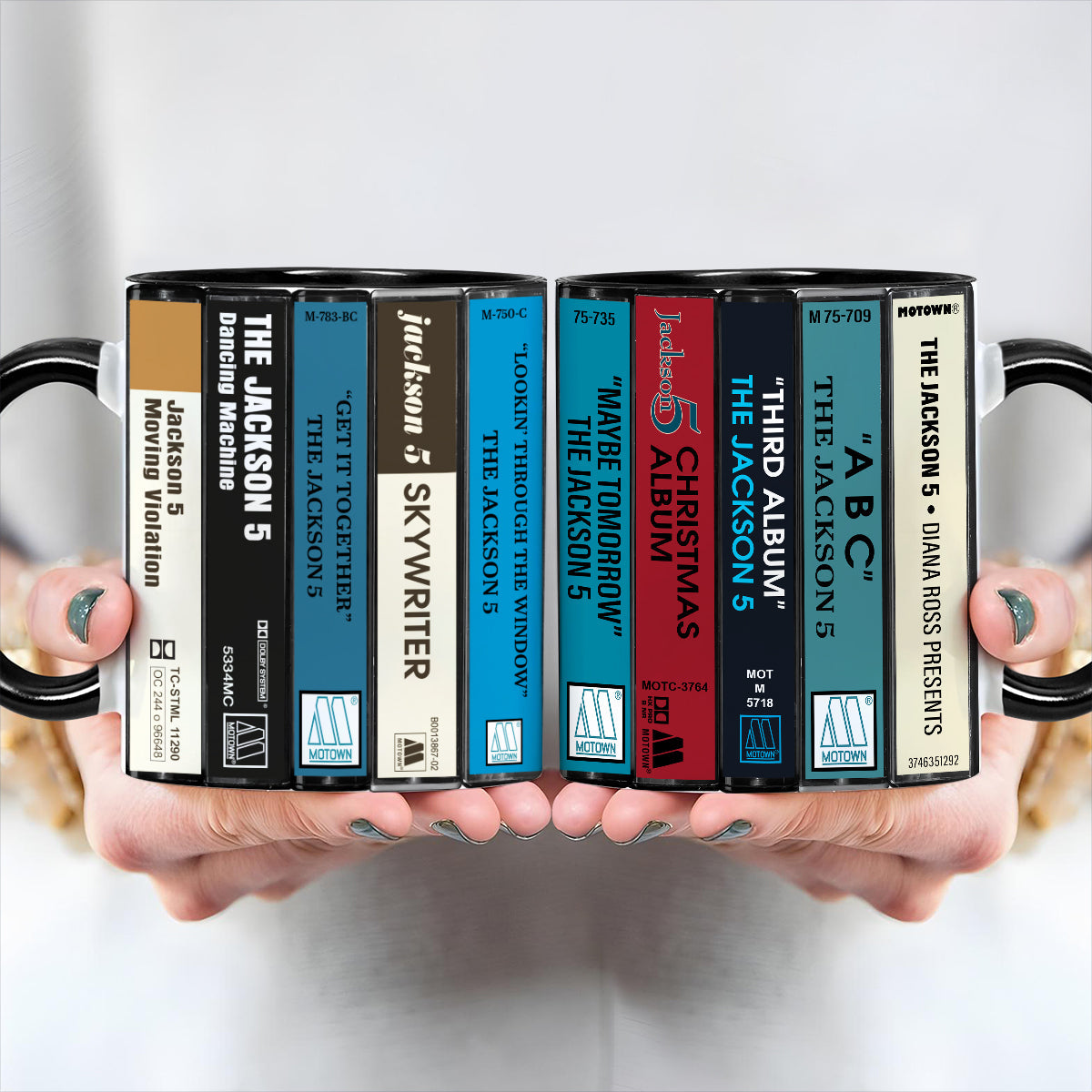 The Jackson 5 Albums Cassette Collection Retro Accent Edge-to-Edge Printed Mug
