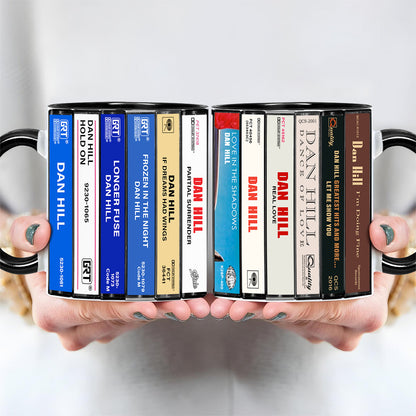Dan Hill Albums Cassette Collection Retro Accent Edge-to-Edge Printed Mug
