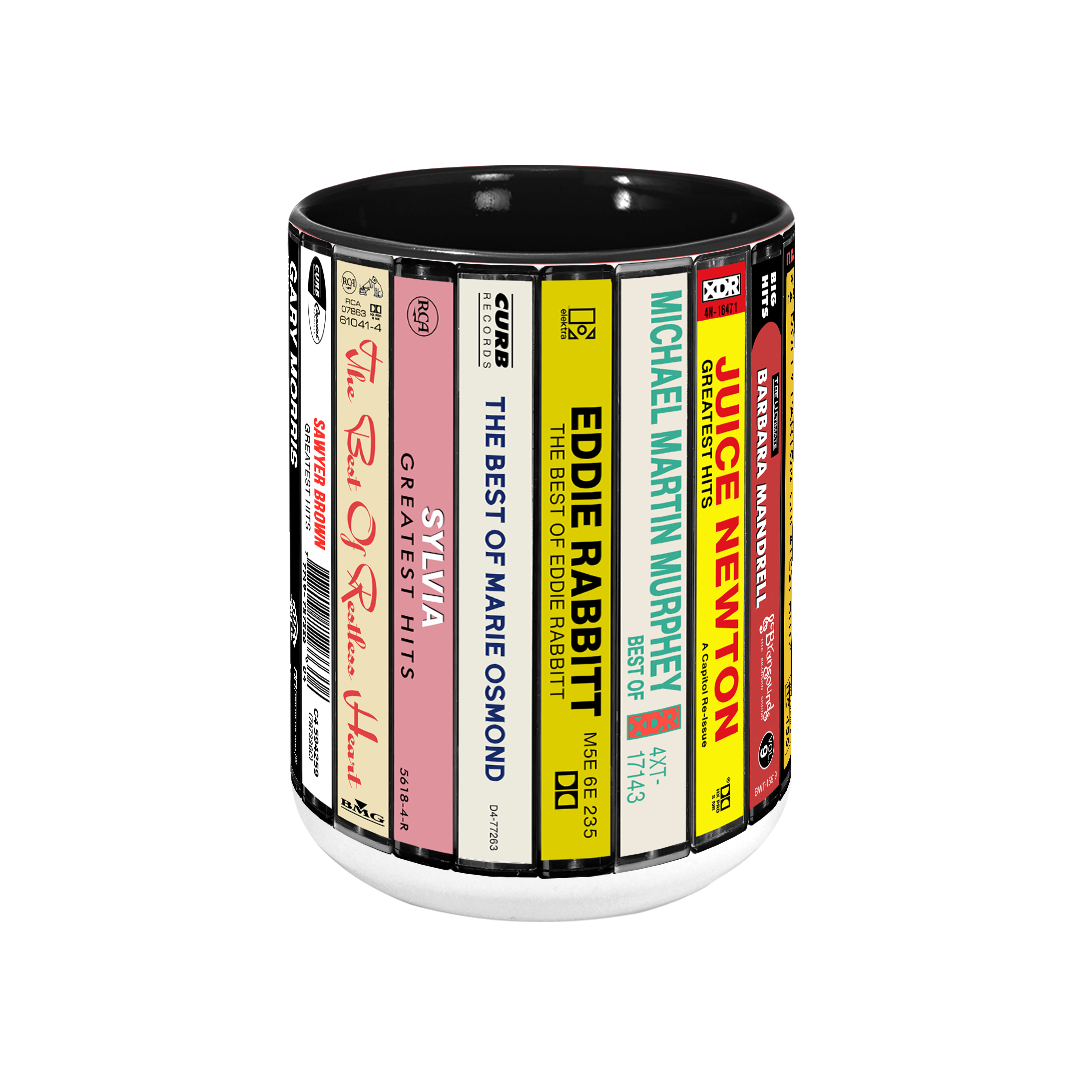 80s Country Albums Cassette Collection Retro Accent Edge-to-Edge Printed Mug