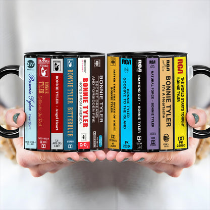 Bonnie Tyler Albums Cassette Collection Retro Accent Edge-to-Edge Printed Mug