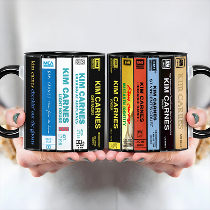 Kim Carnes Albums Cassette Collection Retro Accent Edge-to-Edge Printed Mug