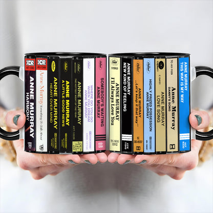 Anne Murray Albums Cassette Collection Retro Accent Edge-to-Edge Printed Mug