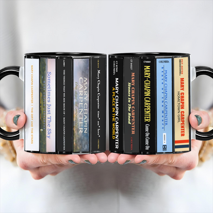 Mary Chapin Carpenter Albums Cassette Collection Retro Accent Edge-to-Edge Printed Mug
