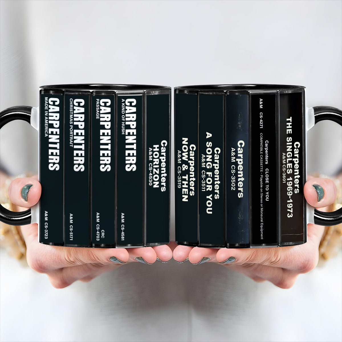 The Carpenters Albums Cassette Collection Retro Accent Mug