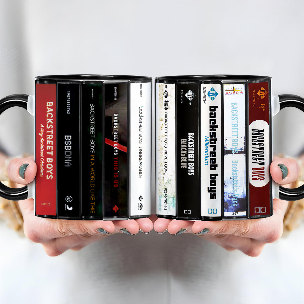Backstreet Boys Albums Cassette Collection Retro Accent Edge-to-Edge Printed Mug
