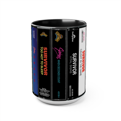 Survivor Albums Cassette Collection Retro Accent Edge-to-Edge Printed Mug