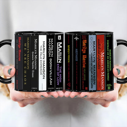 Marilyn Manson Albums Cassette Collection Retro Accent Edge-to-Edge Printed Mug