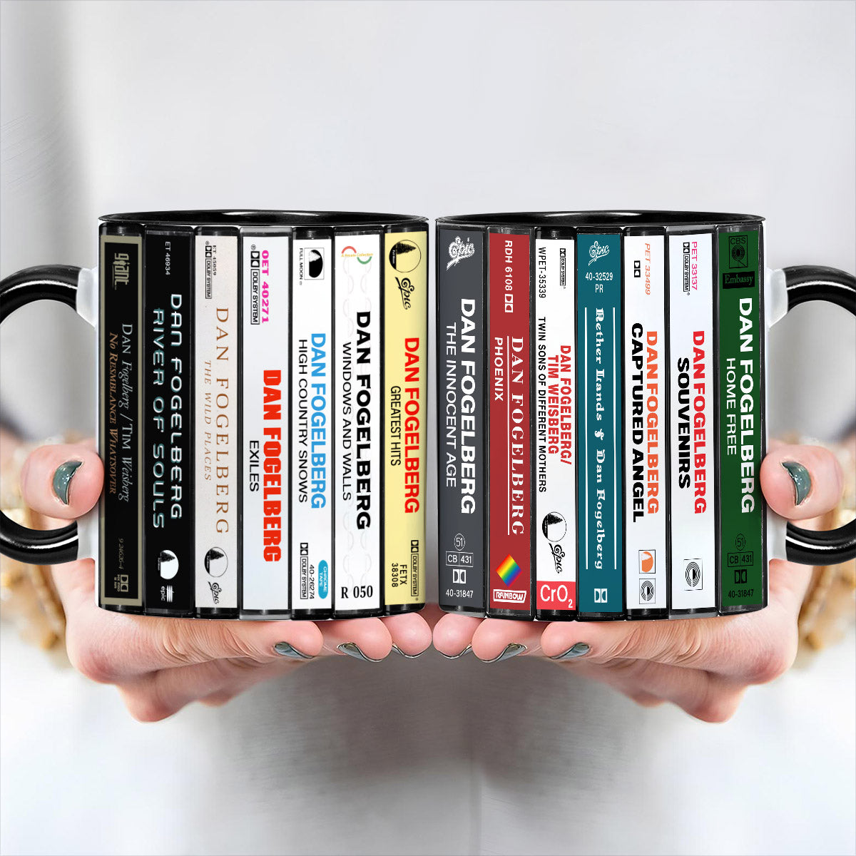 Dan Fogelberg Albums Cassette Collection Retro Accent Edge-to-Edge Printed Mug