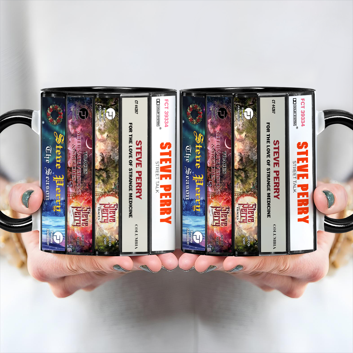 Steve Perry Albums Cassette Collection Retro Accent Edge-to-Edge Printed Mug