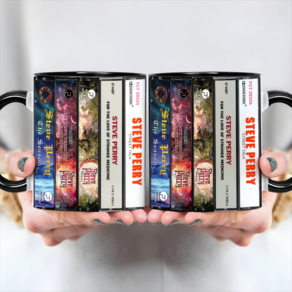 Steve Perry Albums Cassette Collection Retro Accent Edge-to-Edge Printed Mug
