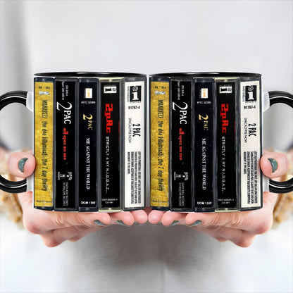 Tupac Albums Cassette Collection Retro Accent Mug