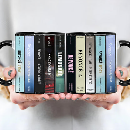 Beyoncé Albums Cassette Collection Retro Accent Edge-to-Edge Printed Mug