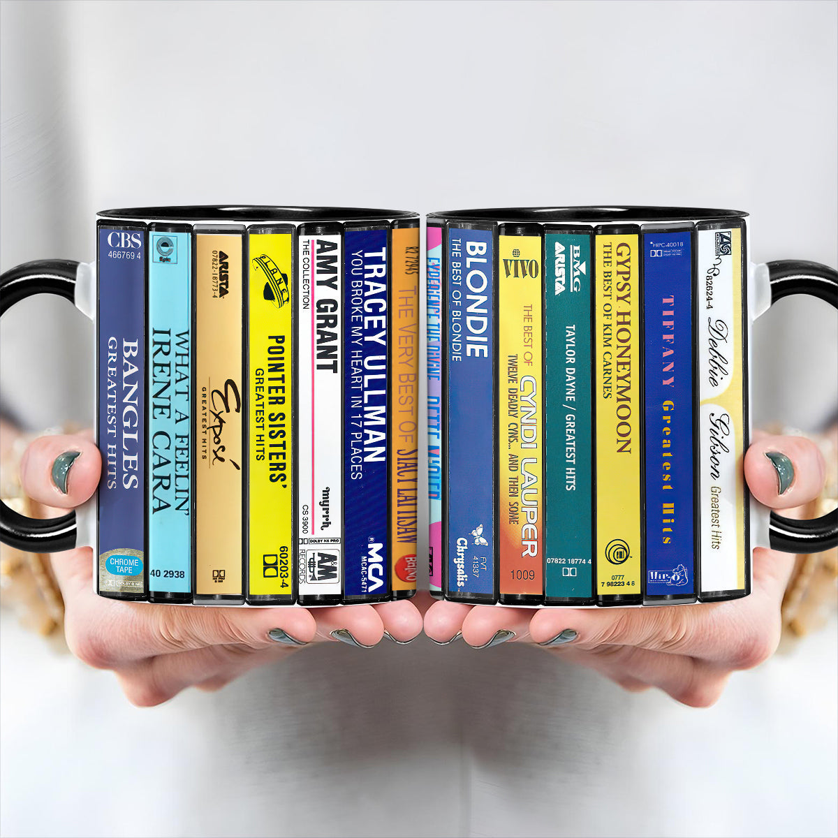 80's Female Voices Albums Cassette Collection Retro Accent Edge-to-Edge Printed Mug