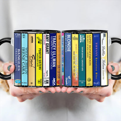 80's Female Voices Albums Cassette Collection Retro Accent Edge-to-Edge Printed Mug