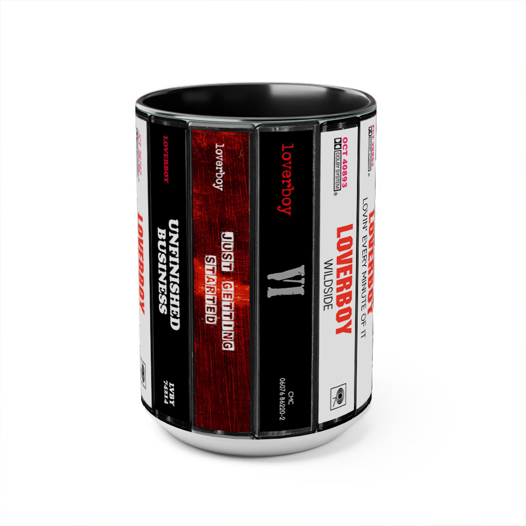 Loverboy Albums Cassette Collection Retro Accent Edge-to-Edge Printed Mug