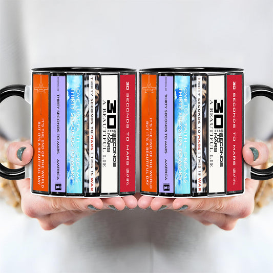 30 Seconds to Mars Albums Cassette Collection Retro Accent Mug
