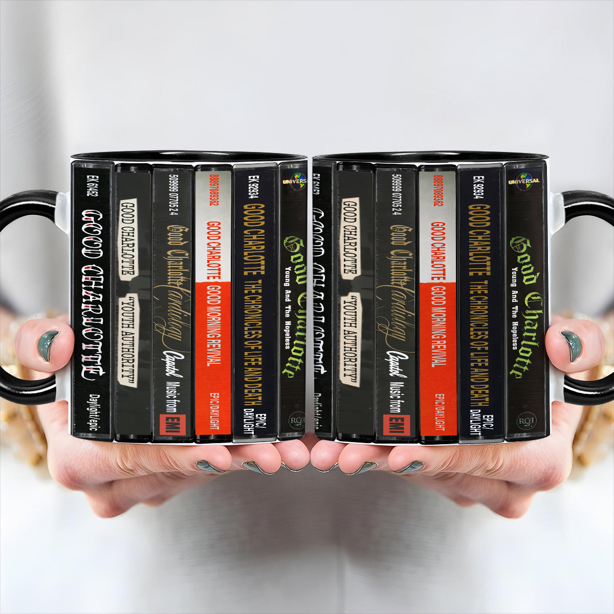 Good Charlotte Albums Cassette Collection Retro Accent Edge-to-Edge Printed Mug