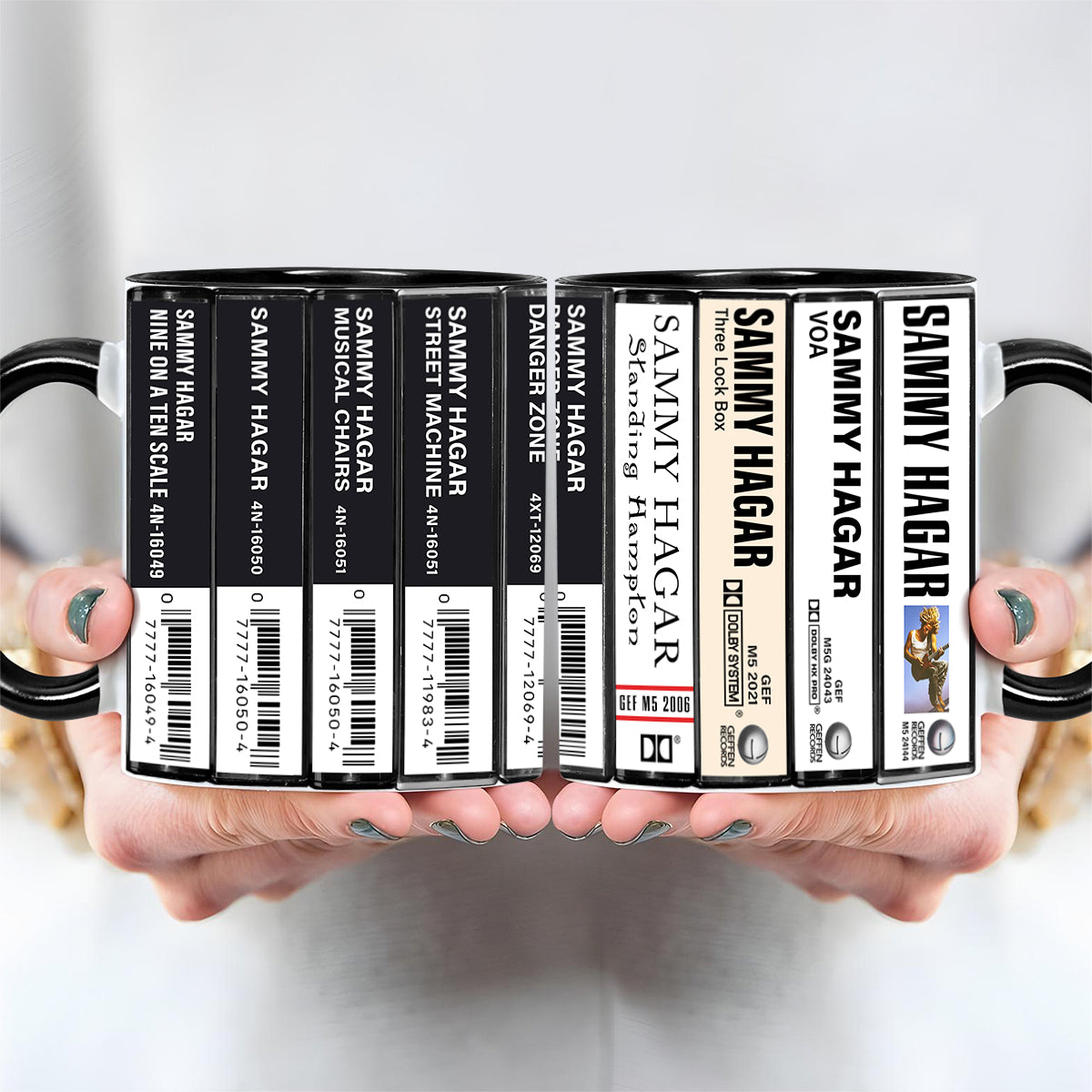 Sammy Hagar Albums Cassette Collection Retro Accent Edge-to-Edge Printed Mug