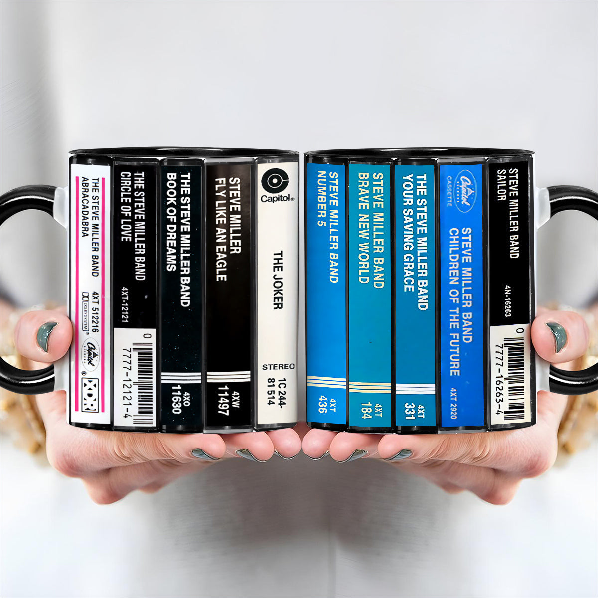 Steve Miller Band Albums Cassette Collection Retro Accent Edge-to-Edge Printed Mug