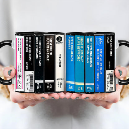 Steve Miller Band Albums Cassette Collection Retro Accent Edge-to-Edge Printed Mug