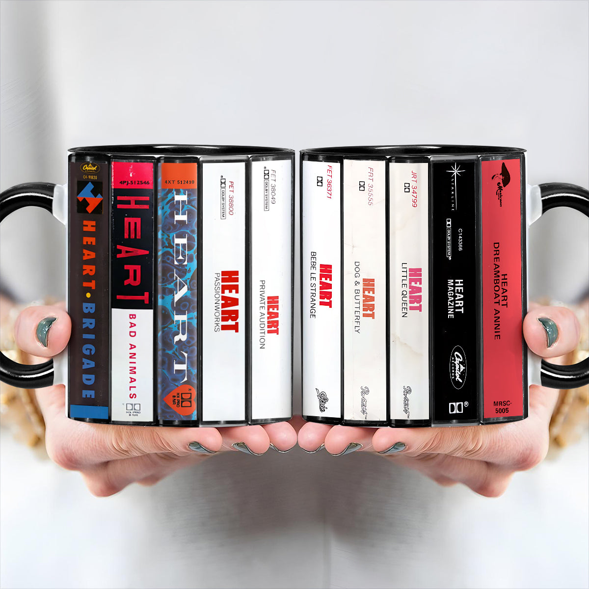 Heart Albums Cassette Collection Retro Accent Mug