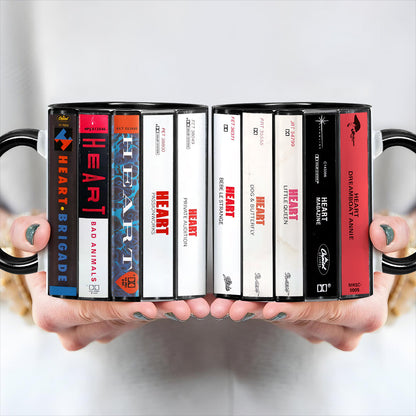 Heart Albums Cassette Collection Retro Accent Mug