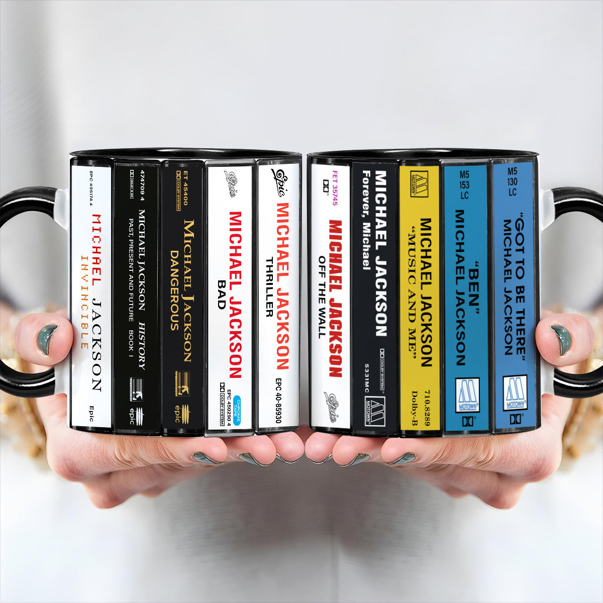 Michael Jackson Albums Retro Cassette Collection Accent Edge-to-Edge Printed Mug