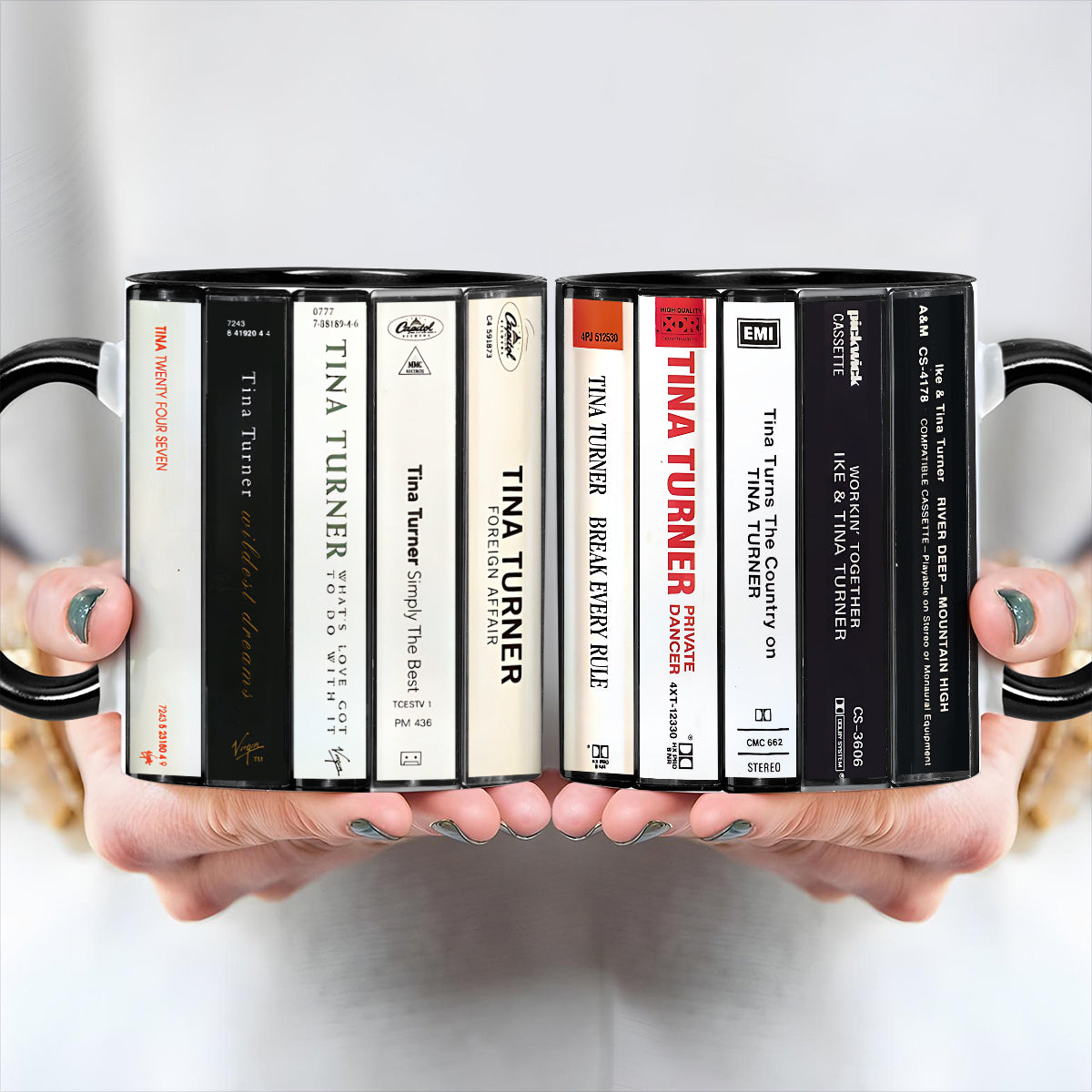 Tina Turner Albums Cassette Retro Collection Accent Mug