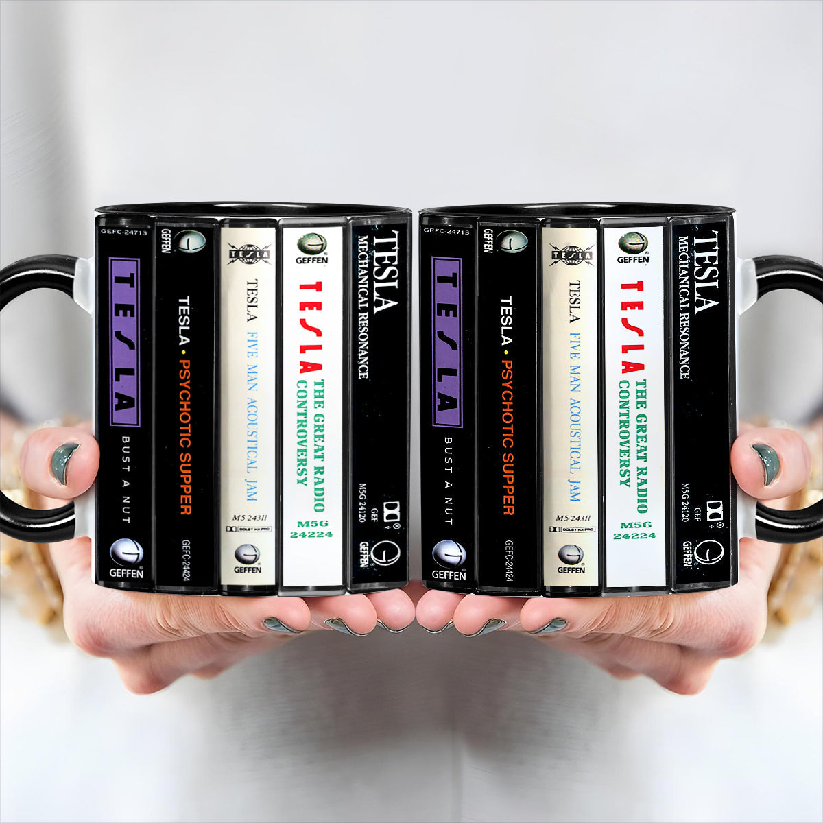 Tesla Albums Cassette Collection Retro Accent Mug