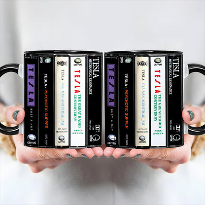 Tesla Albums Cassette Collection Retro Accent Mug