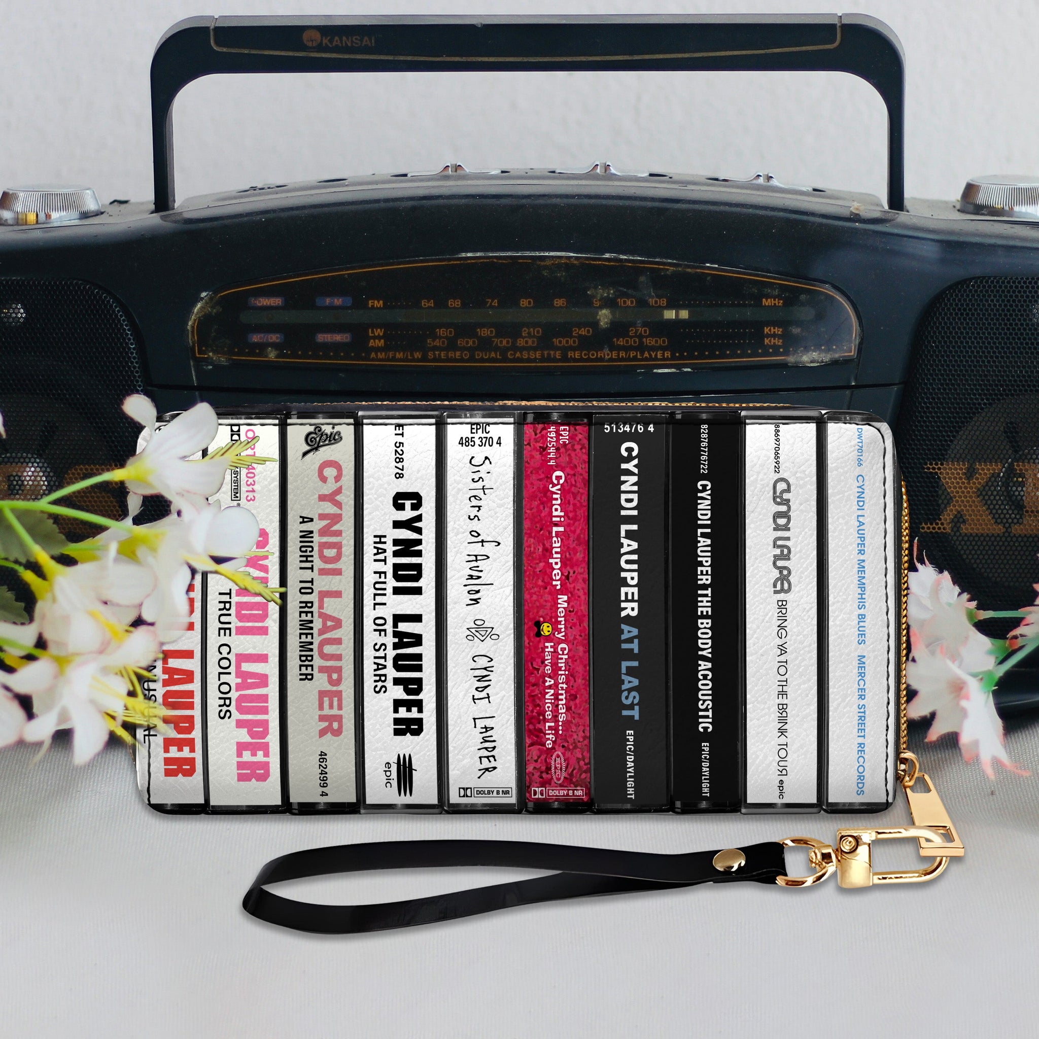 Cyndi Lauper Albums Cassette Vintage Leather Long Wallet