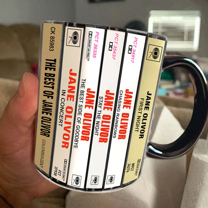 Jane Olivor Albums Cassette Collection Retro Accent Edge-to-Edge Printed Mug