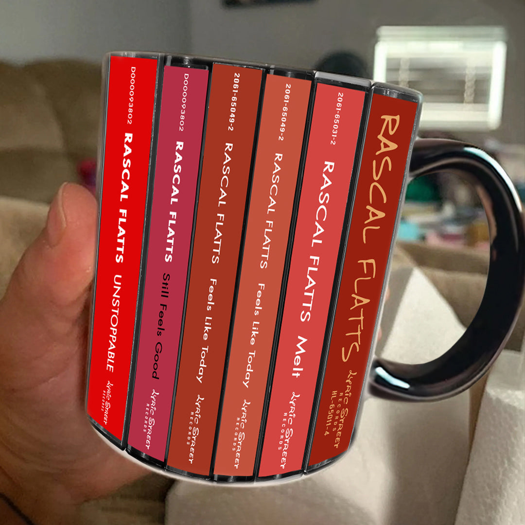 Rascal Flatts Albums Cassette Collection Retro Accent Edge-to-Edge Printed Mug