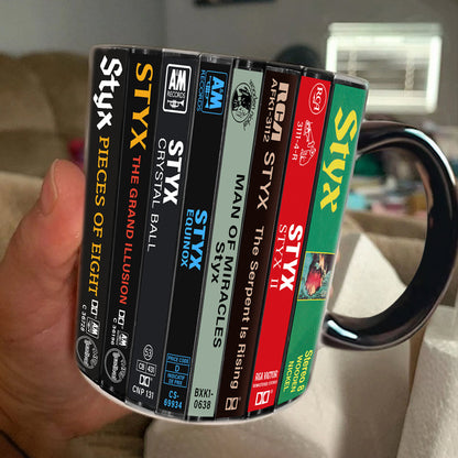 Styx & Dennis DeYoung Albums Cassette Collection Retro Accent Edge-to-Edge Printed Mug