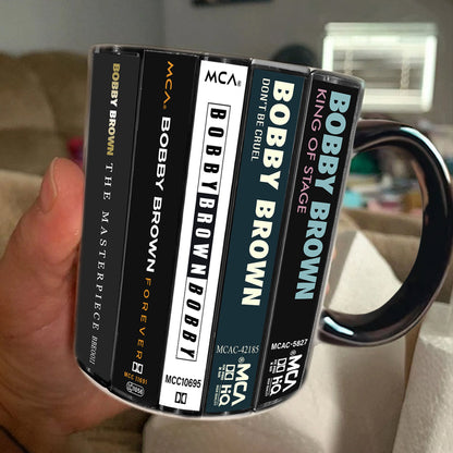 Bobby Brown Albums Cassette Collection Retro Accent Edge-to-Edge Printed Mug
