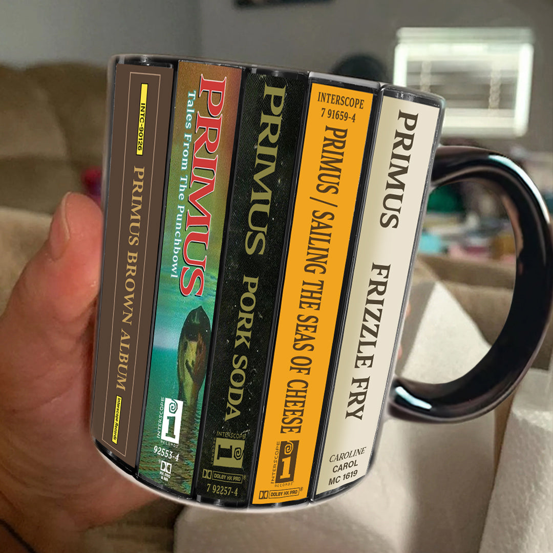 Primus Albums Cassette Collection Retro Accent Edge-to-Edge Printed Mug