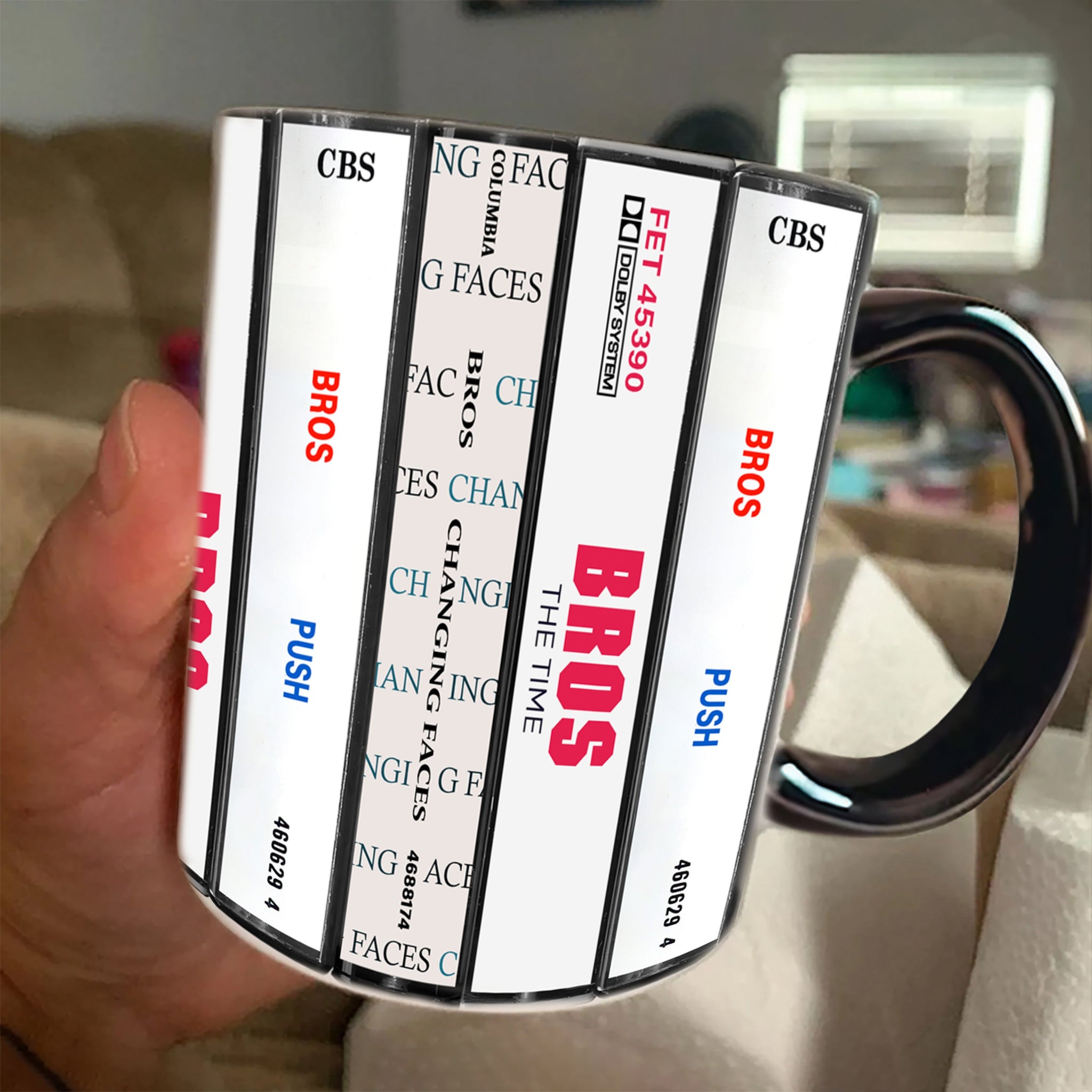 Bros Albums Cassette Collection Retro Accent Edge-to-Edge Printed Mug
