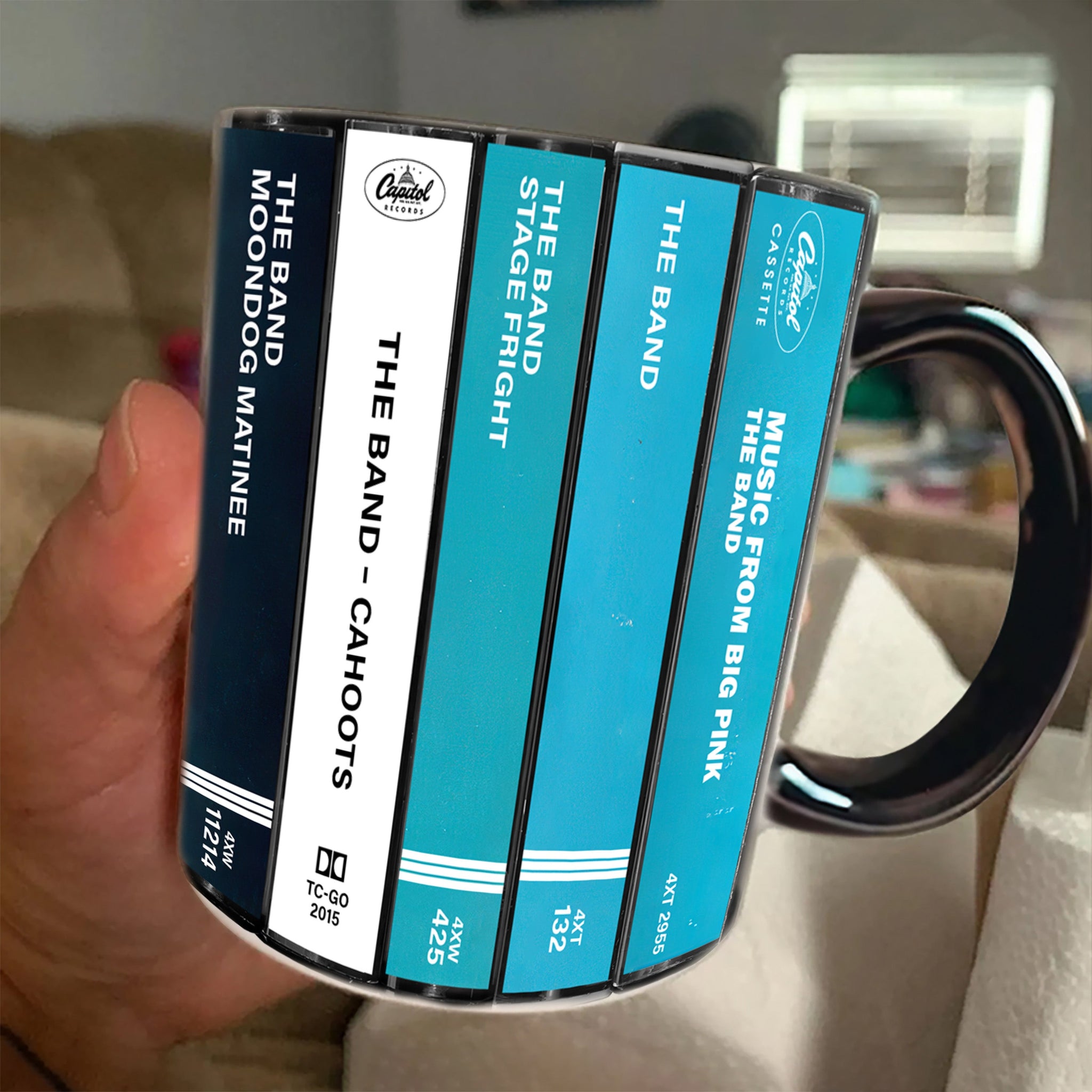 The Band Albums Cassette Collection Retro Accent Edge-to-Edge Printed Mug