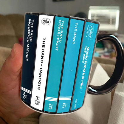 The Band Albums Cassette Collection Retro Accent Edge-to-Edge Printed Mug