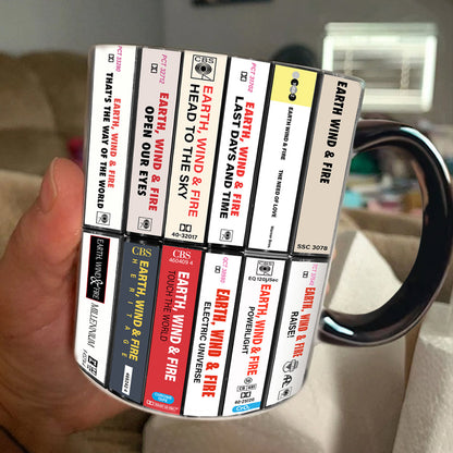 Earth, Wind & Fire Albums Cassette Collection Retro Accent Edge-to-Edge Printed Mug - Extended Version